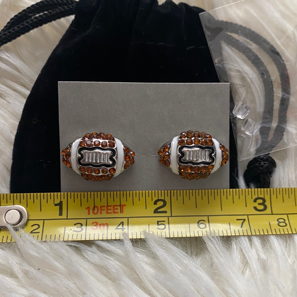 Game Day FootBall Rhinestone Stud NFL SuperBowl Earrings - Picture 4 of 6